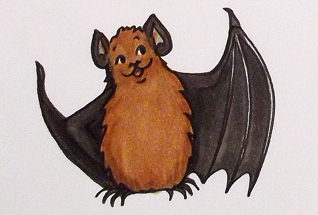 Die Zeichnung zeigt BUNDchen Fledermaus // The drawing shows BUNDchen bat